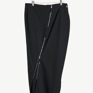 High Use Black Tech Asymmetrical Zip Midi Skirt